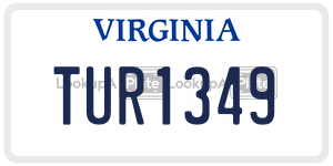 TUR1349  license plate in VA