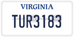 TUR3183 license plate in Virginia
