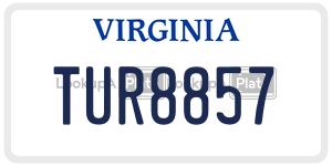 TUR8857  license plate in VA