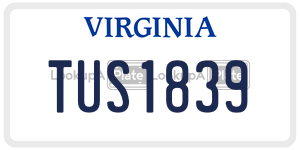 TUS1839  license plate in VA