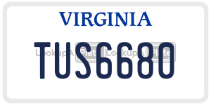 TUS6680  license plate in VA