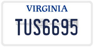 TUS6695  license plate in VA