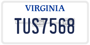 TUS7568  license plate in VA