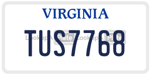 TUS7768  license plate in VA
