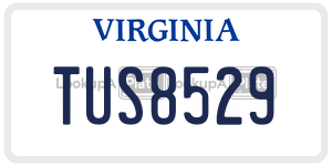 TUS8529  license plate in VA