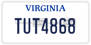TUT4868  license plate in VA