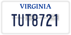 TUT8721  license plate in VA