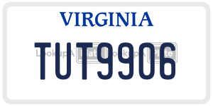 TUT9906 license plate in Virginia