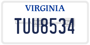 TUU8534  license plate in VA