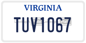 TUV1067  license plate in VA