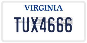 TUX4666 license plate in Virginia