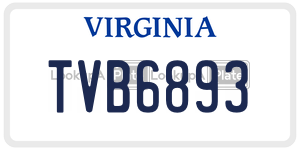 TVB6893  license plate in VA