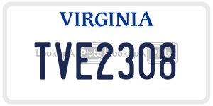TVE2308  license plate in VA