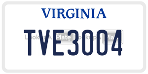 TVE3004  license plate in VA