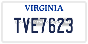 TVE7623  license plate in VA