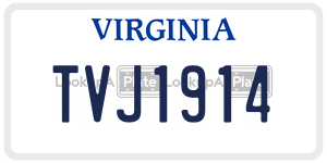 TVJ1914 license plate in Virginia