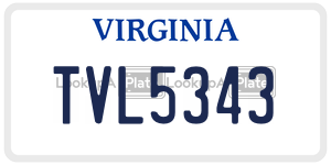 TVL5343  license plate in VA