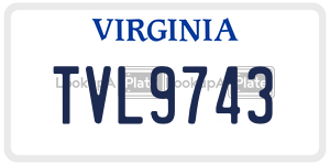 TVL9743  license plate in VA