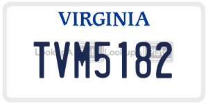 TVM5182  license plate in VA