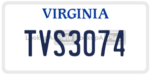 TVS3074  license plate in VA