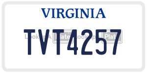 TVT4257  license plate in VA
