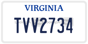 TVV2734  license plate in VA