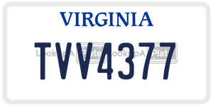 TVV4377  license plate in VA