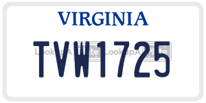TVW1725  license plate in VA