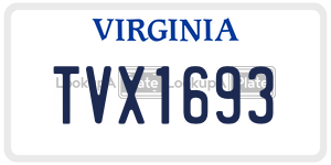 TVX1693  license plate in VA