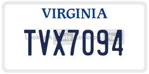 TVX7094  license plate in VA