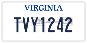 TVY1242  license plate in VA
