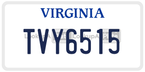 TVY6515  license plate in VA