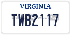 TWB2117  license plate in VA