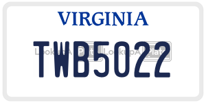 TWB5022  license plate in VA