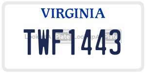 TWF1443  license plate in VA