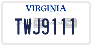 TWJ9111  license plate in VA