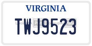 TWJ9523  license plate in VA