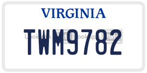 TWM9782  license plate in VA