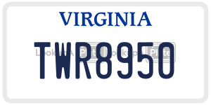 TWR8950  license plate in VA