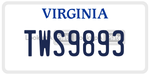TWS9893  license plate in VA