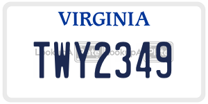 TWY2349  license plate in VA