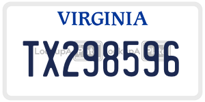 TX298596  license plate in VA