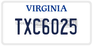 TXC6025  license plate in VA