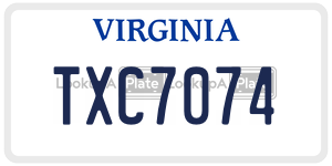 TXC7074  license plate in VA