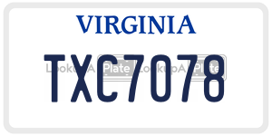 TXC7078  license plate in VA