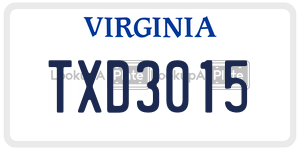 TXD3015  license plate in VA