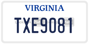 TXE9081  license plate in VA