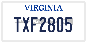 TXF2805  license plate in VA
