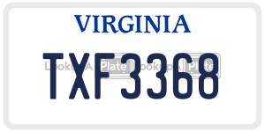 TXF3368  license plate in VA