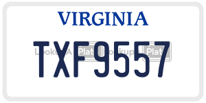 TXF9557  license plate in VA